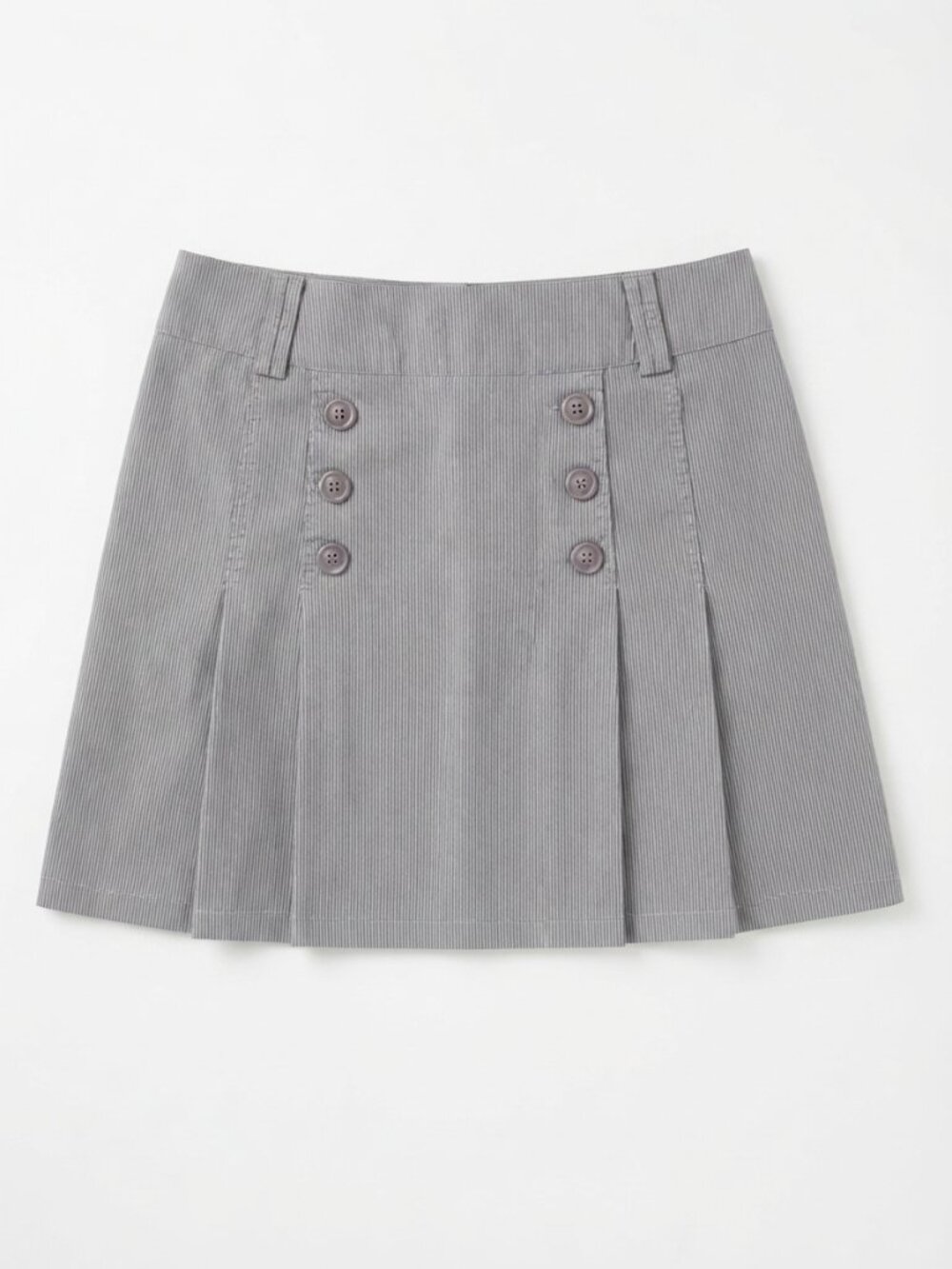 CONTEMPORAINE Petite Y2K academia Grey Striped Nautical pleated Skirt – Size 12P